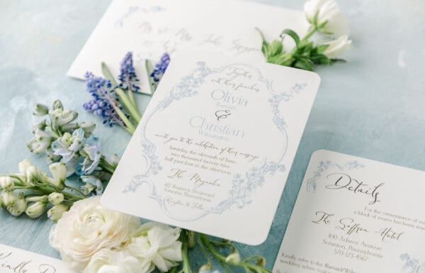 Stationery Category Vendor Santina Amendola Design French Blue Vintage Garden Wedding Invitation